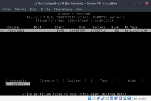 JBNet Debian8 LVM - cfdisk - Application des modifications