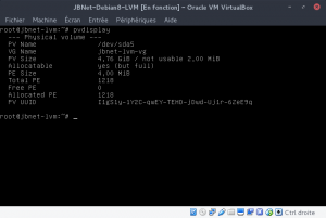JBNet Debian8 LVM - pvdisplay