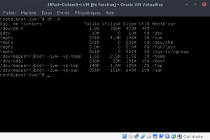 JBNet Debian8 LVM - Etendre un LV - Partitions présentes
