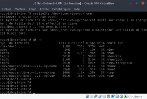 JBNet Debian8 LVM - resize2fs