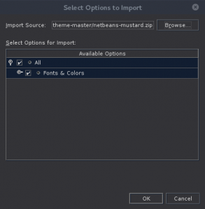 NetBeans 8.1 - Select Options to Import